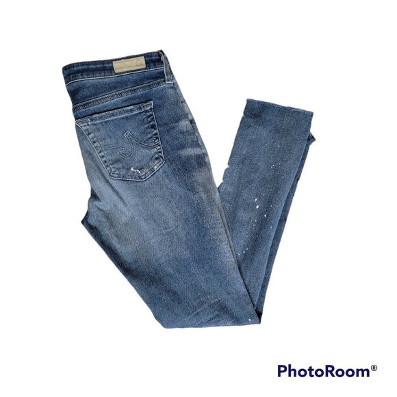 AG The Legging Ankle Skinny Paint Splatter Distressed Jeans - Picture 2 of 14